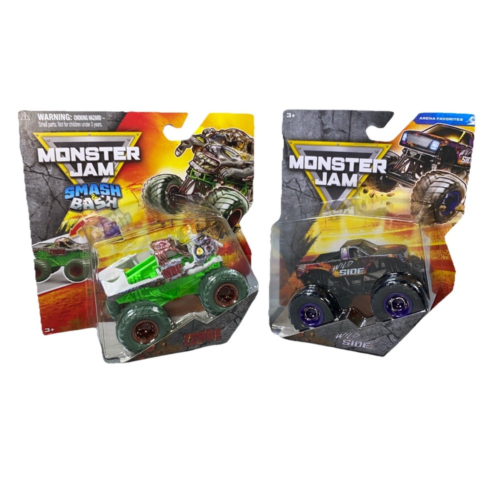 Monster Jam Diecast Truck Smash Bash Zombie Wild Side Lot of 2 Collectable NEW